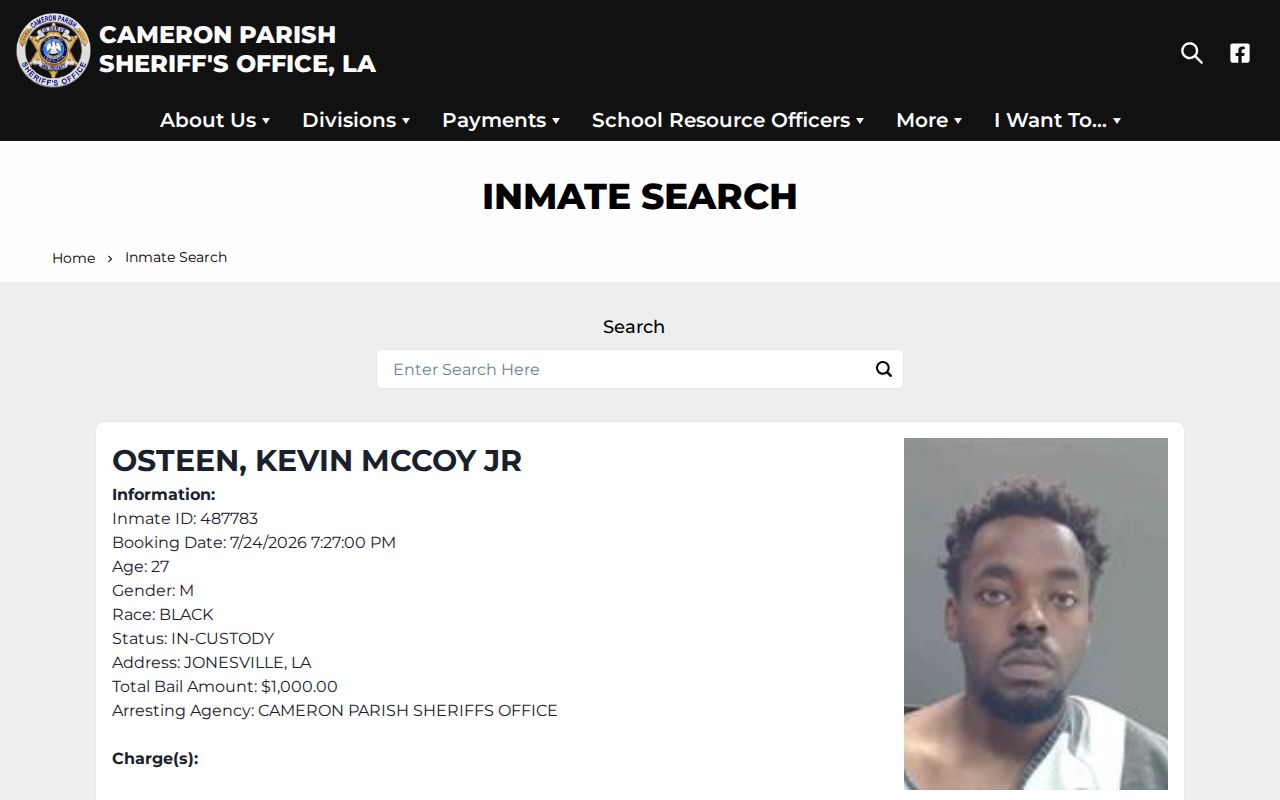 Cameron Parish arrest lookup official inmate search