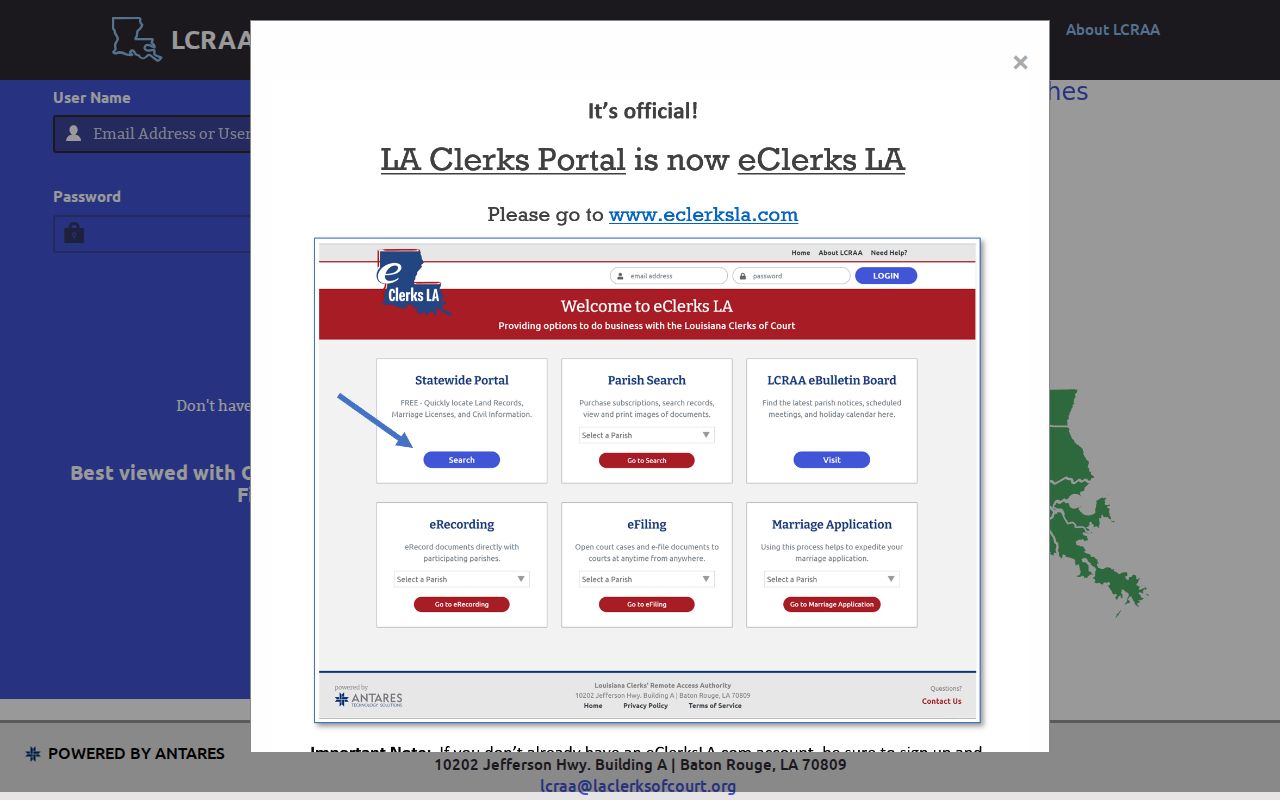 LCRAA portal used to search Cameron Parish criminal court cases