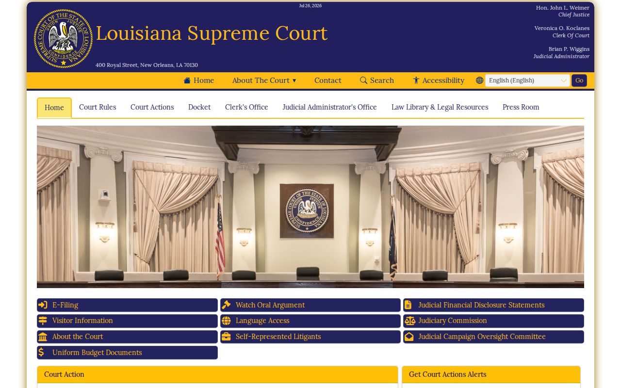 Louisiana judiciary information for Cameron Parish criminal court cases