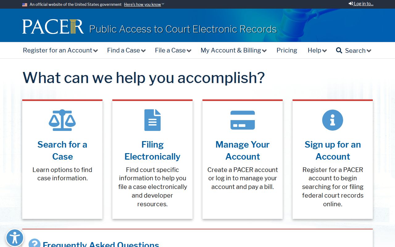 PACER access for Cameron Parish federal criminal court records