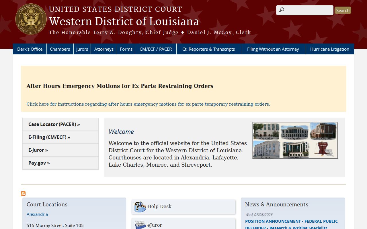 Western District of Louisiana court for Cameron Parish federal criminal cases