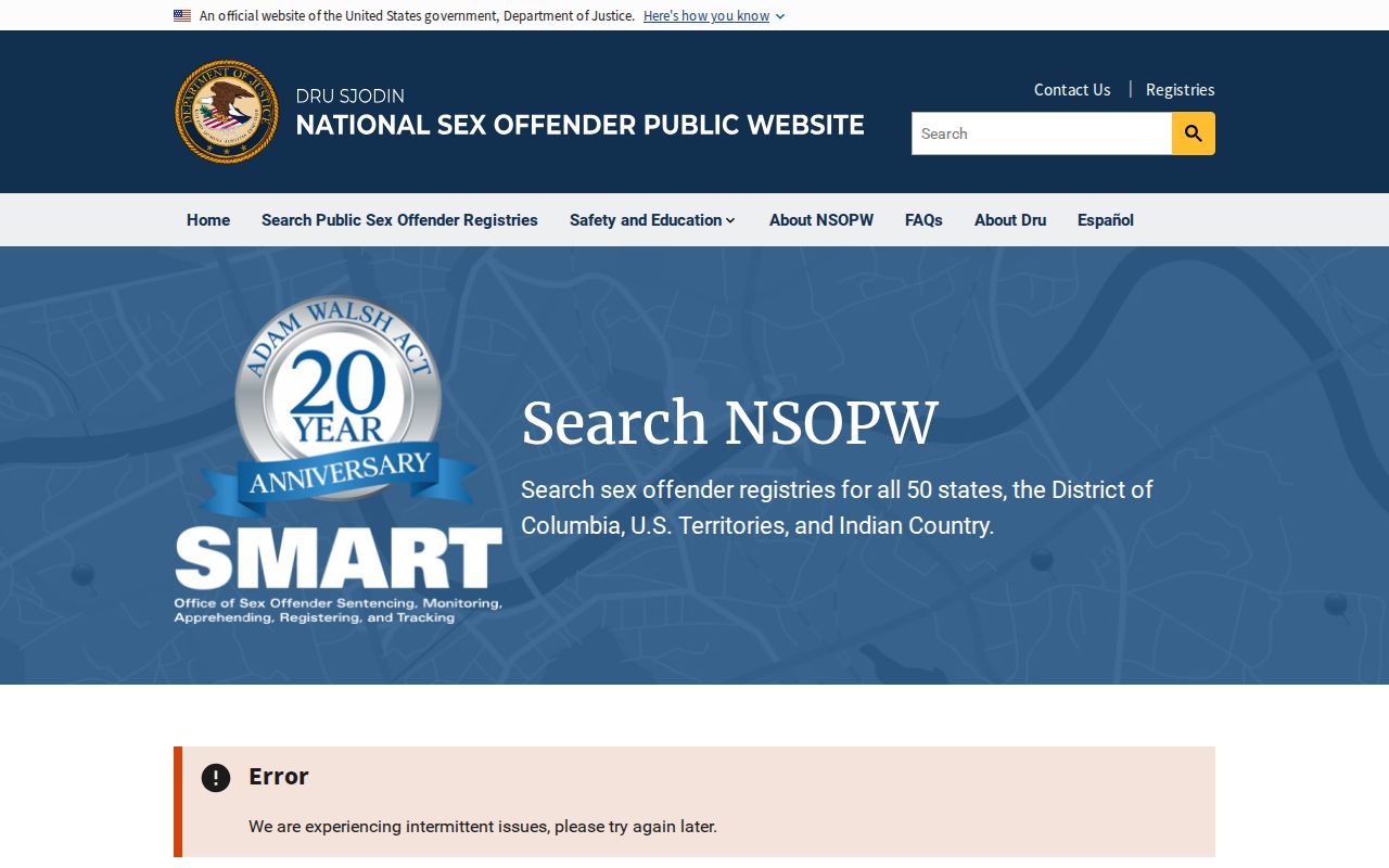 Cameron Parish sex offender search through the national NSOPW interface